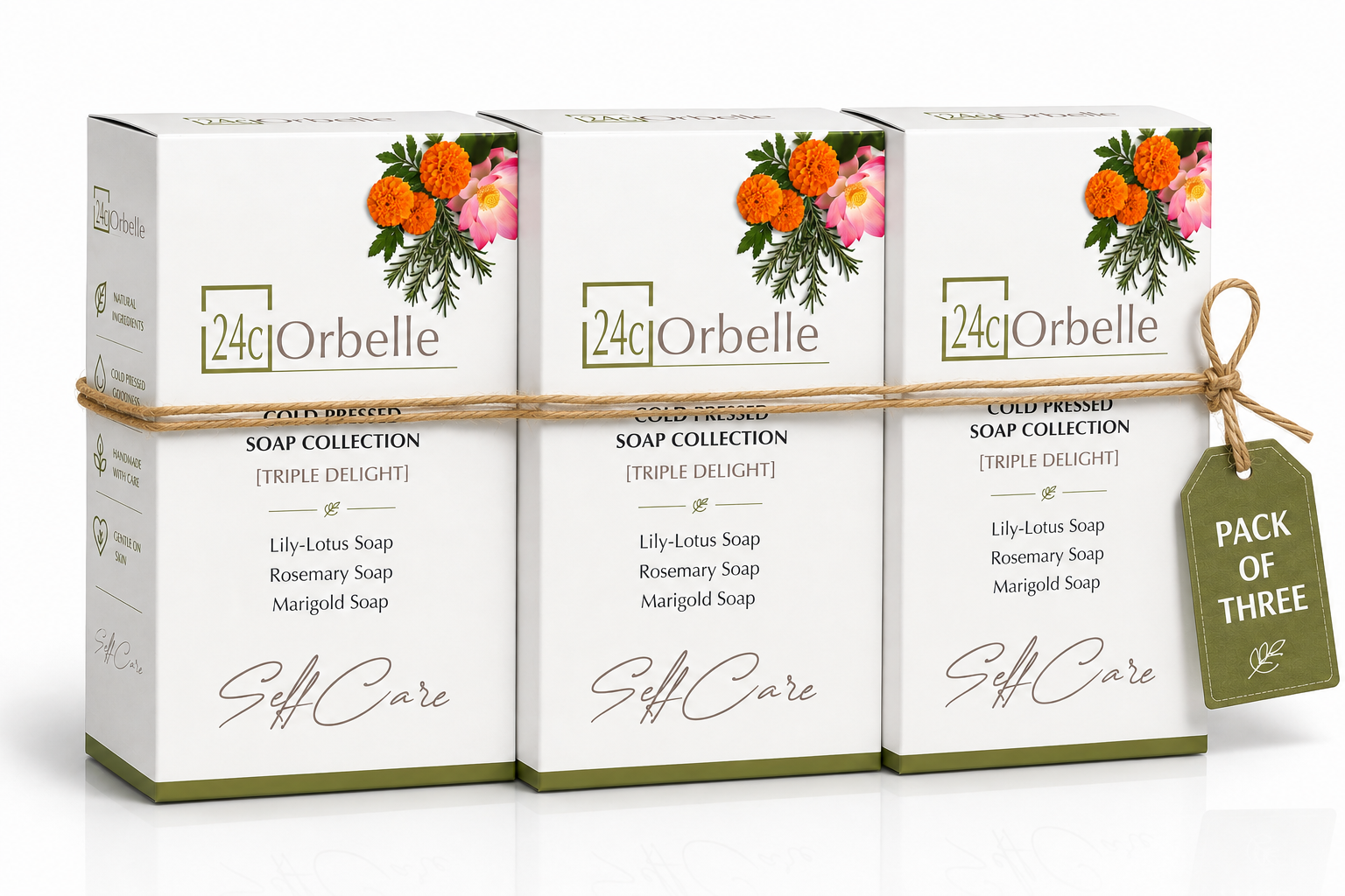 TRIPLE DELIGHT COLD PRESSED SOAP ( Rosemary / Lotus Lilly / Marigold)