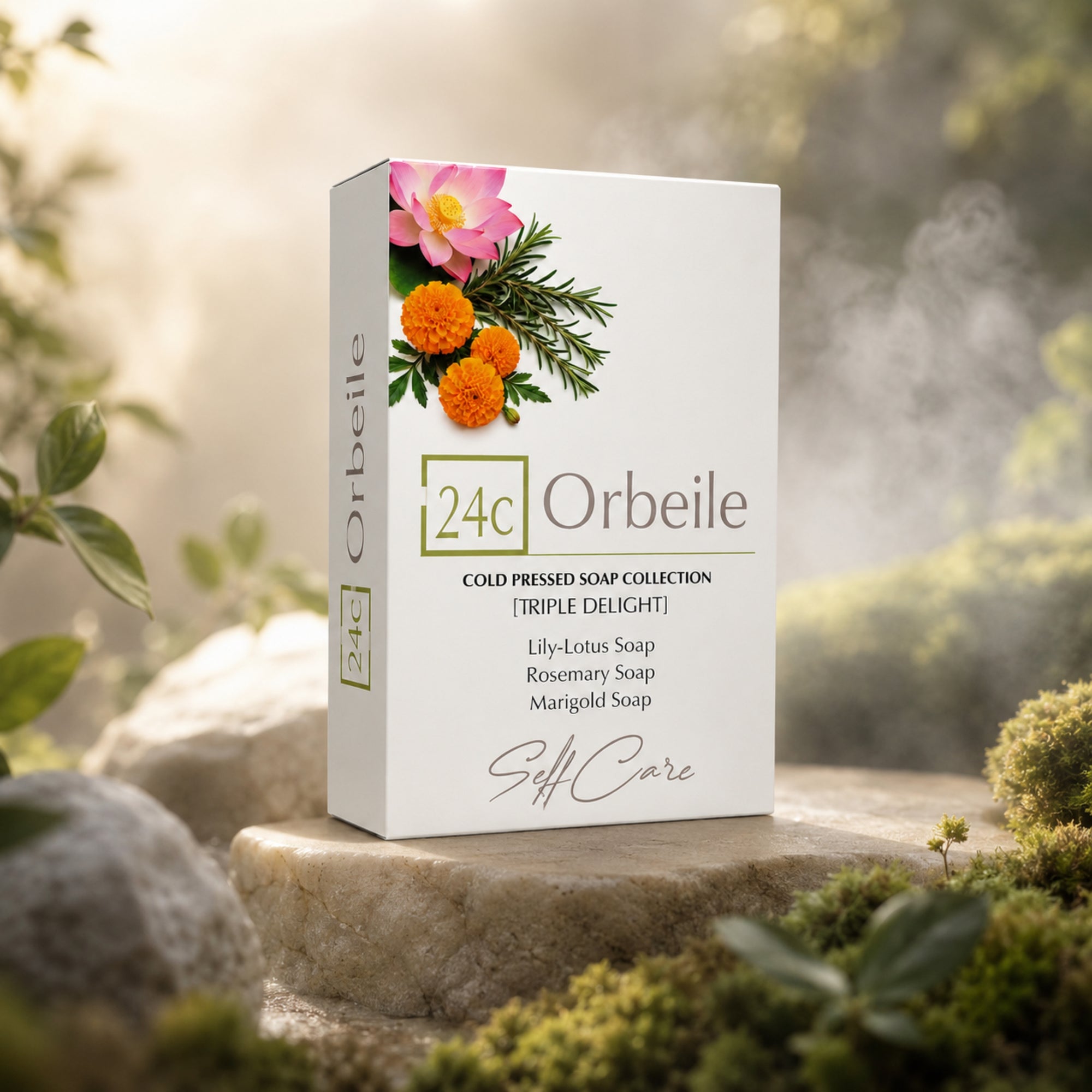 TRIPLE DELIGHT COLD PRESSED SOAP ( Rosemary / Lotus Lilly / Marigold)